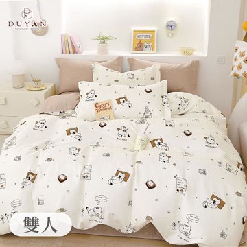 【DUYAN 竹漾】精梳純棉三件式枕套床包組 咪寶樂園 台灣製(雙人)