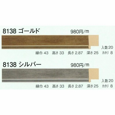 額縁材料 資材 モールディング 樹脂製 8138 ２本/１色 ゴールド シルバー