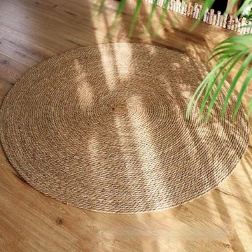 【匠俱】天然藤編草編 圓形蒲團地墊 禪意飄窗墊 100cm 床邊墊 茶室裝飾墊 貓抓板墊