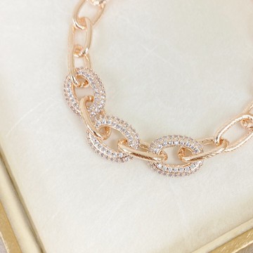 Edith & Jaz • 密鑲鋯石鏈圈手鏈 - 玫瑰金色