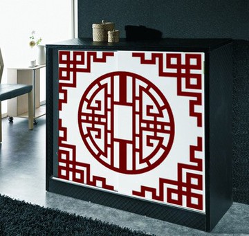 中式古典窗戶對角貼 玻璃貼紙貼柜子貼家具貼對角花中國風貼1入