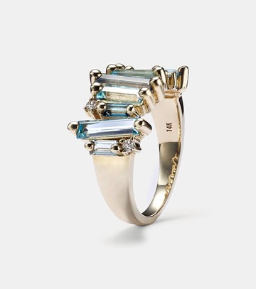 Suzanne Kalan 14kt gold ring with topaz and white diamonds