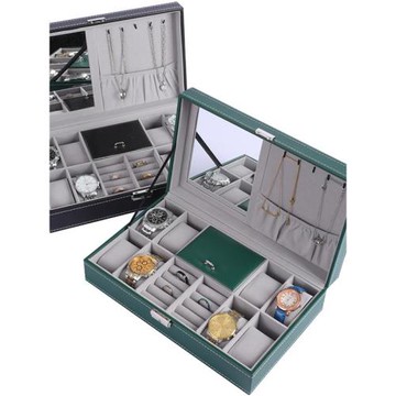 便雅帶鎖首飾盒項鏈手鏈戒指耳飾整理手表收納盒高檔多功能飾品盒