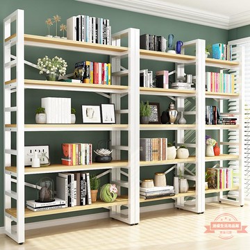 書架落地簡約鋼木多層儲物架客廳鐵藝書柜簡易展示架收納置物架子