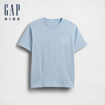 【GAP】兒童寬鬆版圖案 Logo T恤-帆船藍(901540)