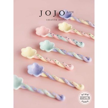 JOJO'S L. PD.Wither.勺子陶瓷花朵釉下彩手繪家用長柄勺 | 凋禾