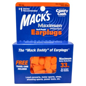 MACK'S 泡棉耳塞  美國#1醫生推薦品牌  附贈旅行收納盒  10副  1組