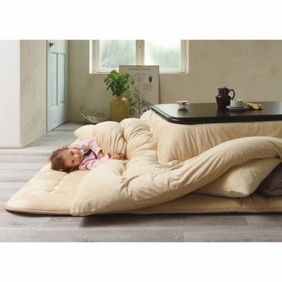 【正方形】205×205cm （はっ水ふわとろタッチ こたつシリーズ 掛け布団） ベージュ