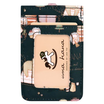 uma hana 防水卡套加鍊 懶日子印花  黑色  7.5 x 0.1 x 11.5cm