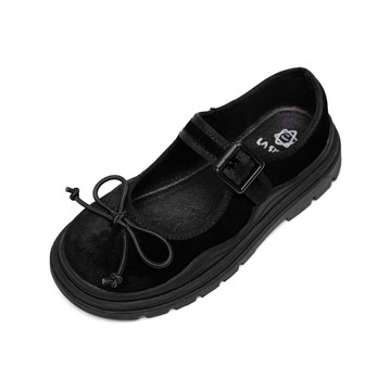 LA STELLA 女童蝴蝶結厚底瑪麗珍鞋  黑色  200