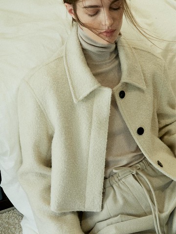 Wool Tencel Turtleneck T-shirt [Beige]
