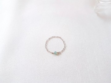 小水晶 細鍊 鍊戒 (蛋白綠)