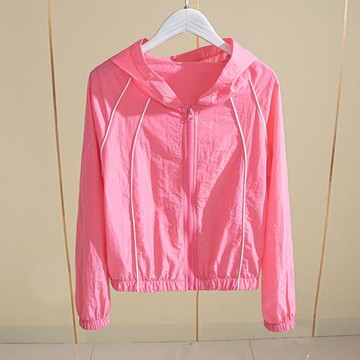 粉紅色防曬衣女夏季薄款短外套新款時尚防紫外線小個子連帽防曬服