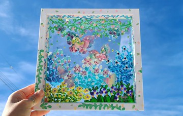 【接單製作】花庭散步 ( 白 ) 透明立體藝術畫 影繪居家裝飾