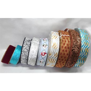 【整箱販售】節慶織帶63MM(2-1/2英吋寬、含鐵絲)/白色/藍色/咖啡色/閃蔥/銀色/雪人/特惠價/斑馬紋/紋路