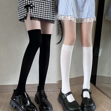 大唐襪業 D123 4種長度 女士長襪子 學院風潮流穿搭JK黑色白色襪子中筒襪過膝襪