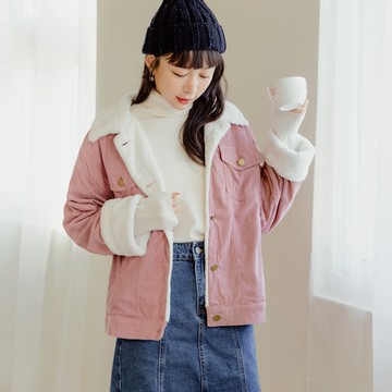 OB嚴選 燈心絨內刷毛大翻領反折袖外套 《EA3523》大尺碼/現貨/女裝