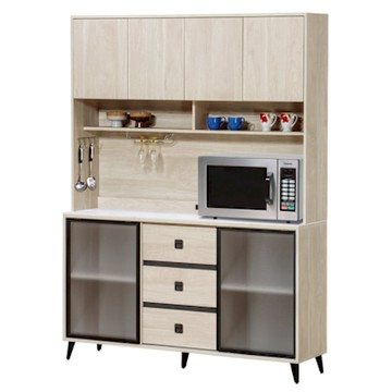 文創集 蓋曼5.3尺岩板鋁門高餐櫃組合-160x41x212cm免組