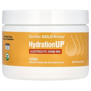 California Gold Nutrition, HydrationUP®，含鈣、鉀、維生素 C 和維生素 E 的電解質混合飲品，柑橘味，8 盎司（227 克）