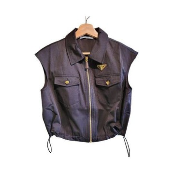 【二手精品 9.9成新】PRADA 普拉達短版抽繩拉鍊背心(剪水洗標) 編號S485