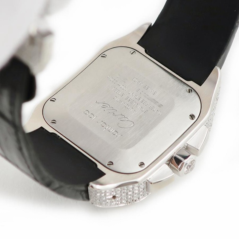 カルティエ Cartier サントス100 クロノ XL W20090X8 全面ダイヤ メンズ 腕時計 自動巻き 中古 | LINEショッピング