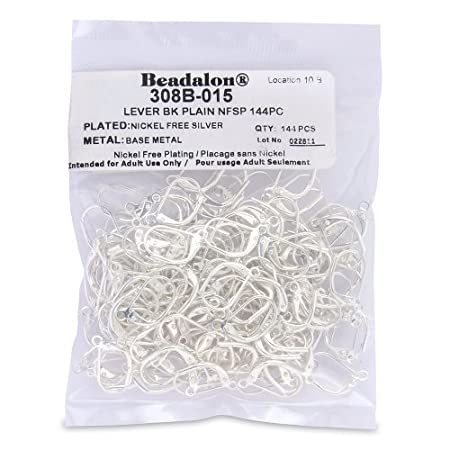 Beadalon 144-Piece Plain Lever Back, Silver Plate