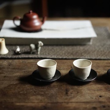 禾下｜大漆木茶托 烏木茶船 茶道具 茶器