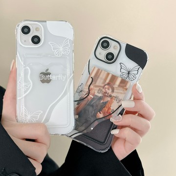 簡約蝴蝶 插卡手機殼 四角防摔 空壓殼 三星NOTE20 NOTE10 S30 S22 S21 S20+ 可插卡/悠遊卡