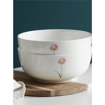 唯潤骨瓷面碗2只裝大號7英寸湯碗家用菜碗大碗清新田園花