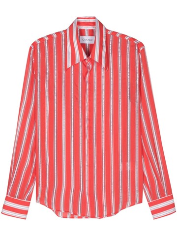 CANAKU - striped panelled shirt - men - Viscose/Polyamide/Polyester - S - Red
