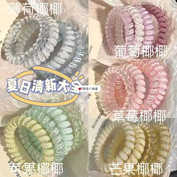 可開發票☆桃園出貨💕&【超值20根】韓式高品質波點電話線耐用清新百搭日常發繩葡萄椰椰