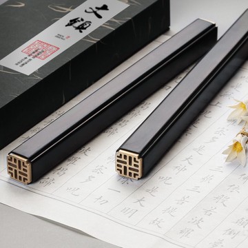 紅木嵌銅窗欞鎮紙書法壓紙 實木創意鎮尺 純銅黃銅文房四寶國畫壓條文鎮書畫工具