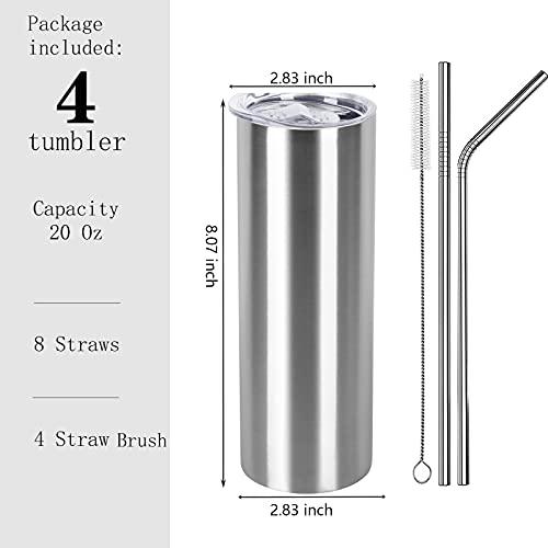 20 Oz Straight Skinny Tumbler Set  Stainless Steel Slim Skinny Trave 並行輸入