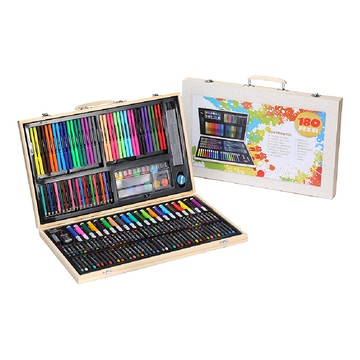 JAR 嚴選 木盒水彩畫筆180件套裝禮盒 美術用品  綜合顏色  1盒