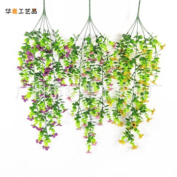 仿真綠植娟布花壁掛尤加利藤酒店工程裝飾藤條植物背景墻新款