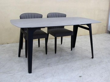 歐風別館里約精品岩板黑鐵餐桌工業風~基隆至台中免運費