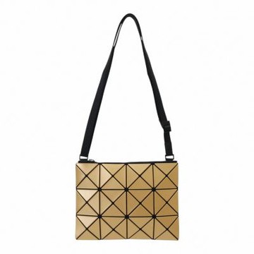 ISSEY MIYAKE BAOBAO 幾何大方格3x4斜背扁包(金黃色)霧面