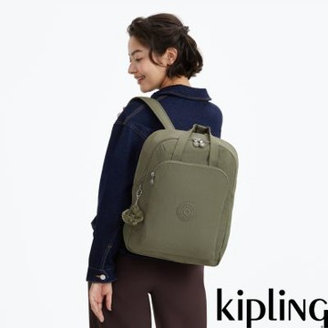 Kipling (網路獨家款)鼠尾草綠拉桿行李袋後背包-KAZUKI L