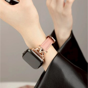 玫瑰金扣D字真皮錶帶Apple watch s10錶帶 8 7 6 5 4 SE 錶帶 蘋果手錶錶帶 蘋果錶帶 皮革錶帶