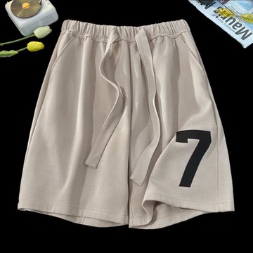 短褲男夏季薄款松緊腰抽繩五分褲美式復古休閑中褲男士速干運動褲