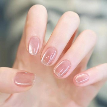 免運👑爆款裸色溫柔半手工指甲穿戴晶石貓眼高級短款美甲成品貼片顯白造型美甲 美甲 美甲貼 指甲貼 指甲貼 美甲貼片 穿戴甲