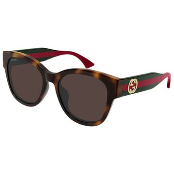 GUCCI | 義光時刻波士頓框太陽眼鏡 | 玳瑁棕X經典紅綠