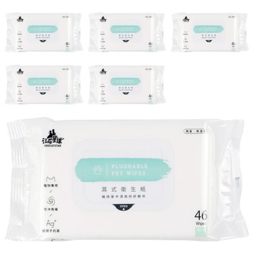 DOG CAT STAR 汪喵星球濕式衛生紙 甘草萃取舒緩敏感 成分單純擦拭毛孩淚痕  46張  6包