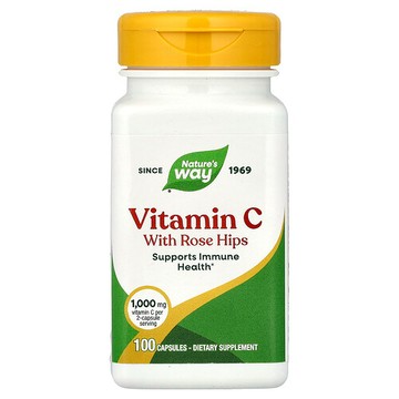Nature's Way, 含玫瑰果的維生素 C，100 粒膠囊