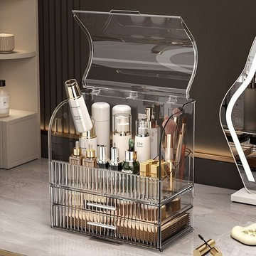 化妝品收納盒 桌面抽屜式收納盒 收納櫃 防塵大容量梳妝臺高級感護膚品面膜置物架 桌面收納 文具收納盒