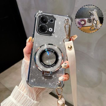 帶鏡頭膜適用OPPOReno13手機殼創意斜挎女款保護套12Pro磁吸支架軟殼11/10/9曲面屏8Pro+氣囊7帶鏡頭膜6掛繩5