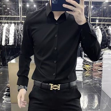 白襯衫男長袖免燙抗皺春秋休閑襯衣高級垂感商務正裝西裝結婚寸衫