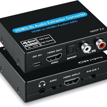 音頻解碼器 DAC 數位轉模擬解碼器 HDMI音頻分離器ARC+光纖+左右聲道4K60HZ HDR  HDCP破解音頻解