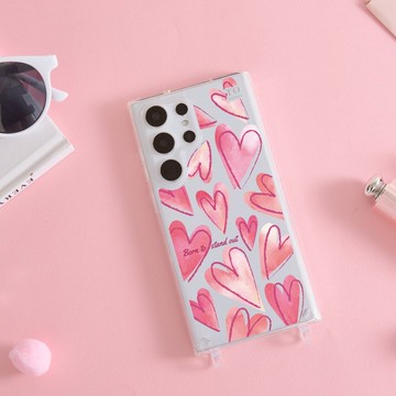 愛心衝擊晶石透明防摔SAMSUNG繩掛手機殼