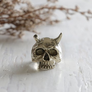 紀念品森角骷髏戒指珠寶重金屬哥特式黑色騎自行車手工製作925